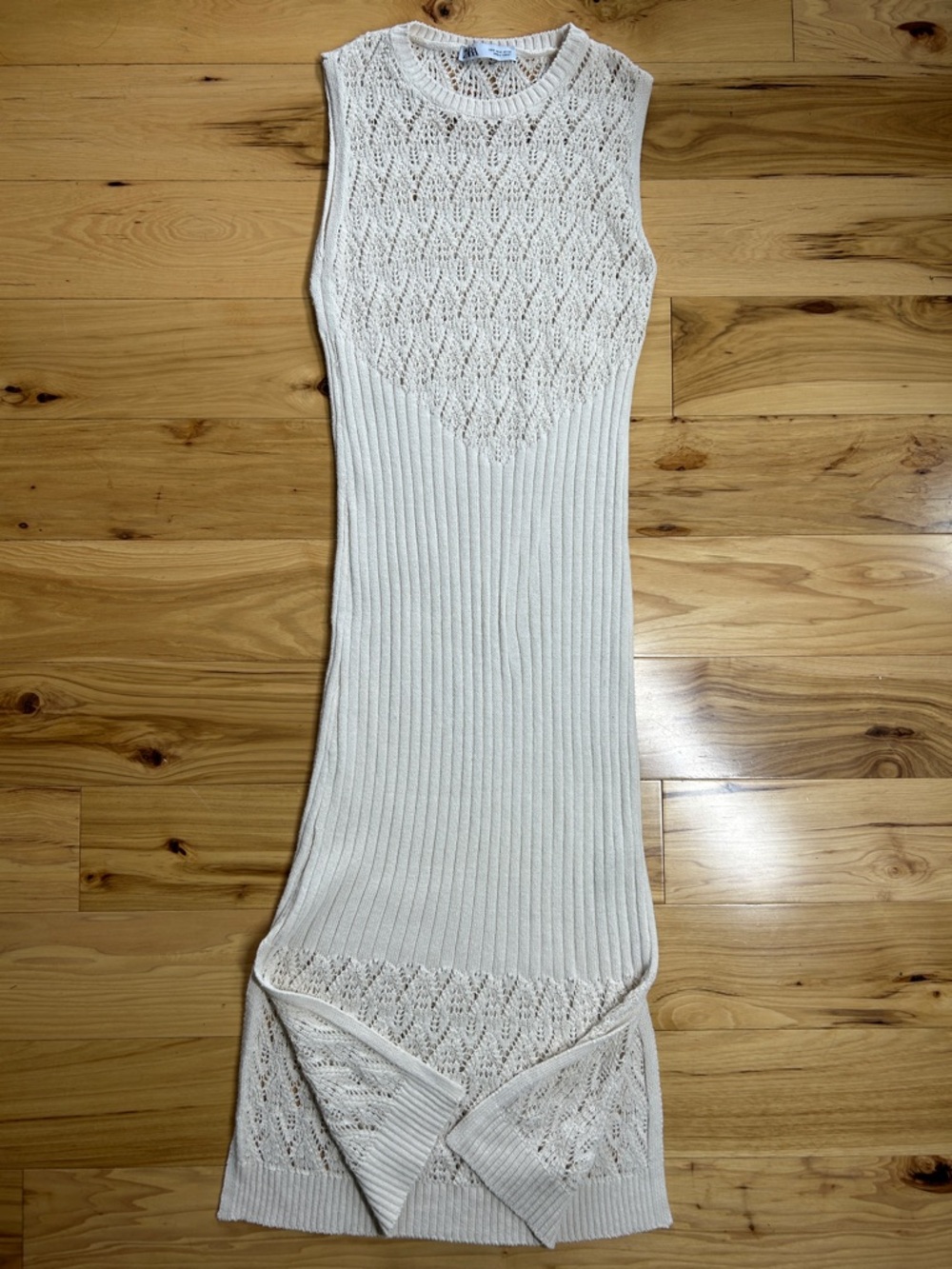 Zara Cream Knit Muscle Style Maxi Dress | Size Small - Picture 1 of 7